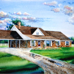 Oklahoma country home watercolor portrait commission