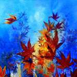 digital autumn leaves painting