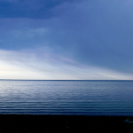 eerie distant rain over lake Erie