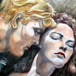 painting of couple in passionate embrace