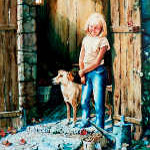 painting of child with dog