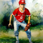 painting of boy playing baseball