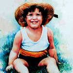 portrait of boy wearing straw hat