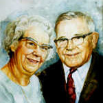 elderly couple watercolor portrait
