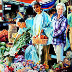 Cambridge outdoor farmer's market painting
