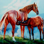 Painting of a mare and foal