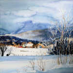 winter valley farm painting